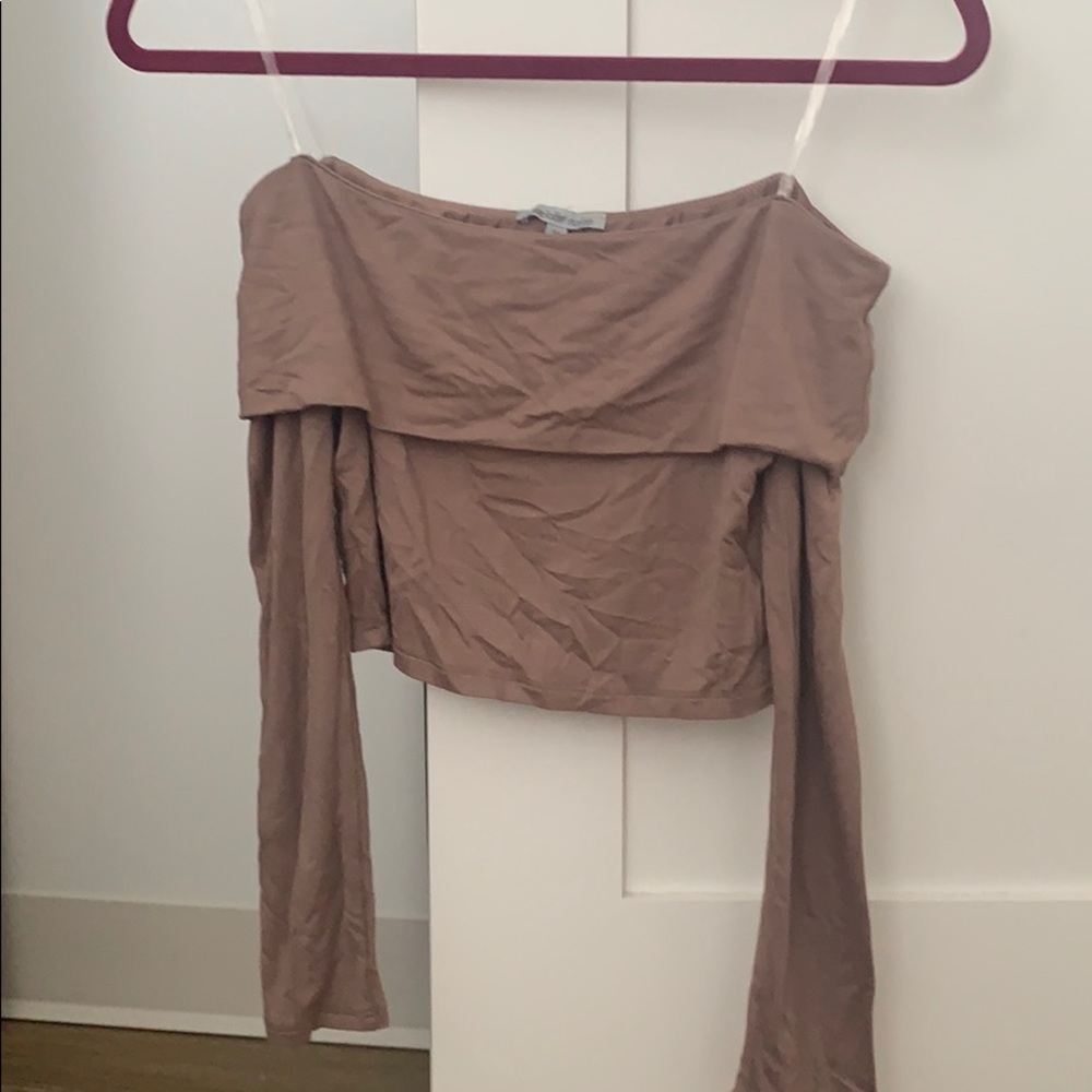 Long sleeve off the shoulder crop top super soft